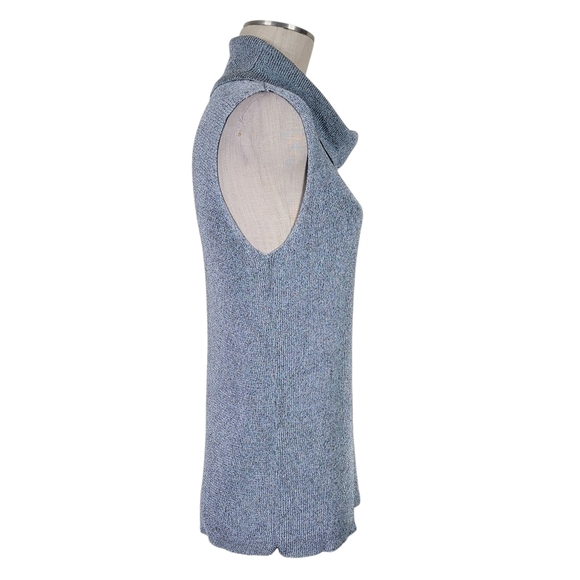 Austin Reed Top Women Size XL Silver Metallic Cowl Neck Sleeveless Rayon Stretch - Picture 2 of 8